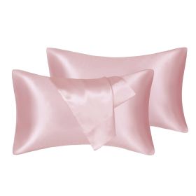 75D Satin Artificial Silk Pillowcase (Option: Pink-Queen 20X30in-1Pairs)