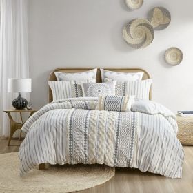 Cotton Printed Duvet Cover Set with Chenille (Color: as Pic)